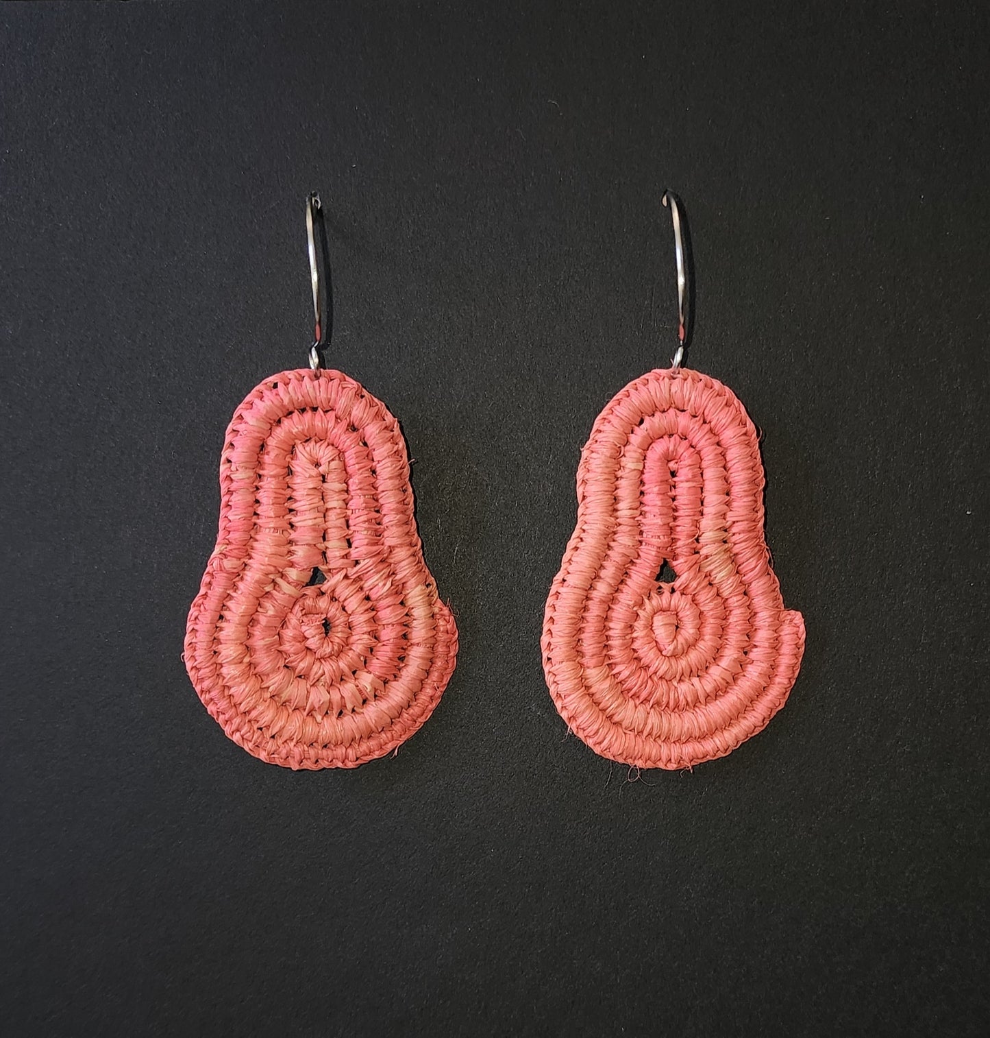 Pink Pear Woven Earrings by Tahnae Davison-Bartley