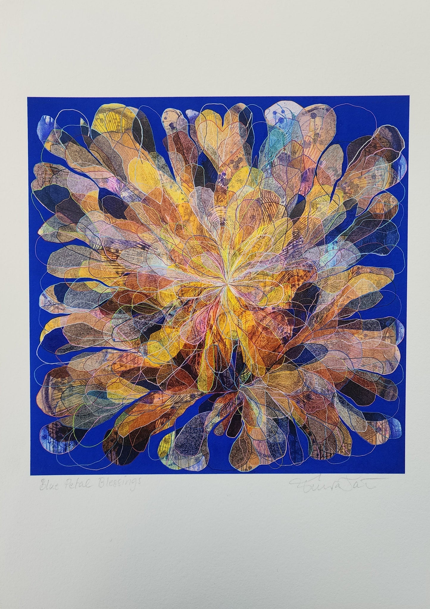 'Blue Petal Blessings' Small Print by Emma Falt