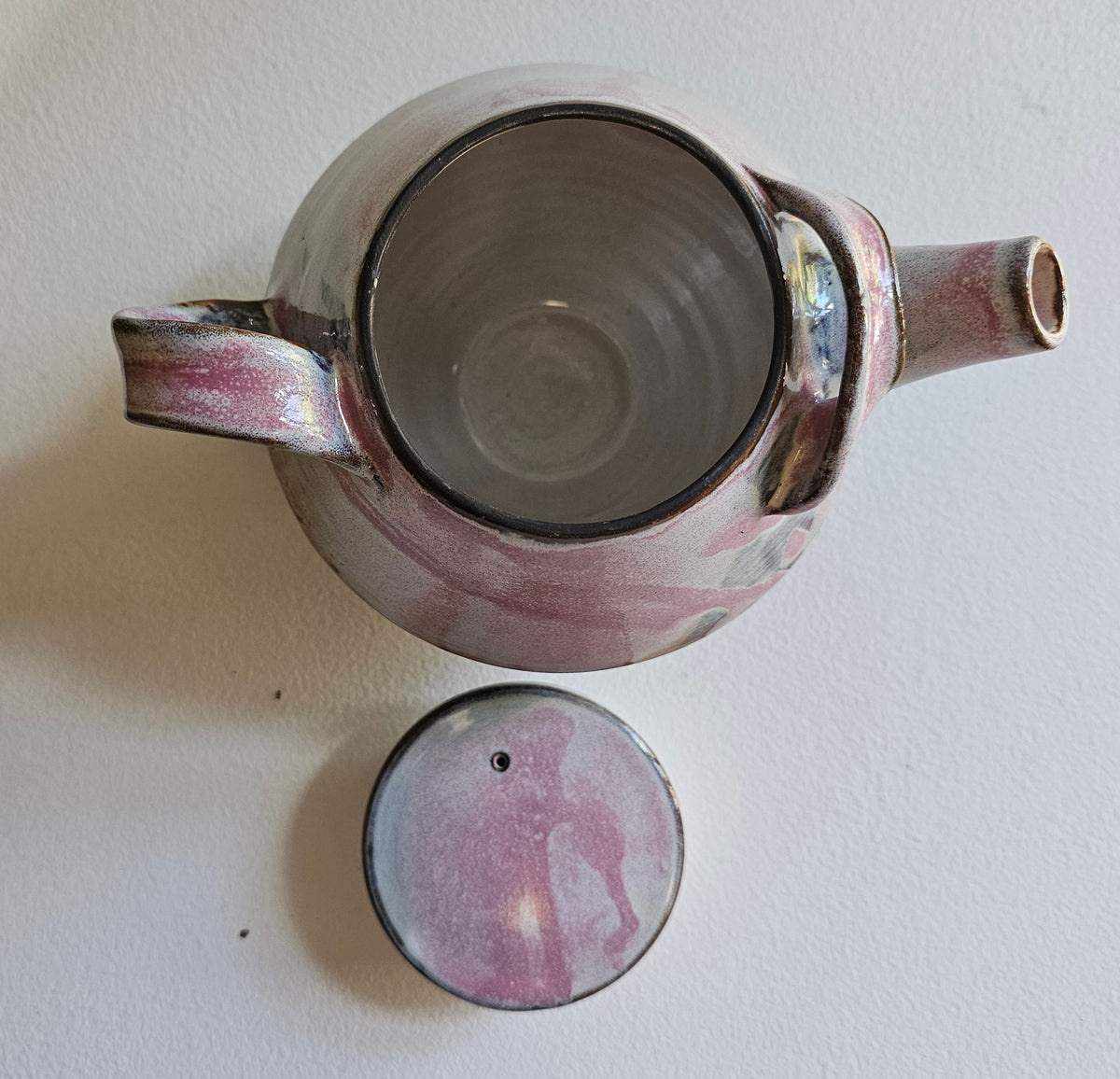 Pink and Black Ceramic Teapot by Indigo Clay