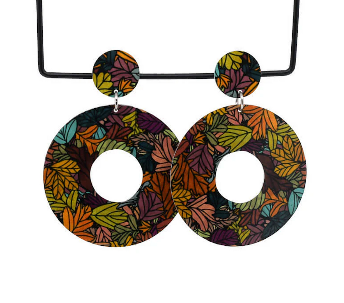 Autumn Leaves, Large CD Stud Earrings by Kitty Came Home