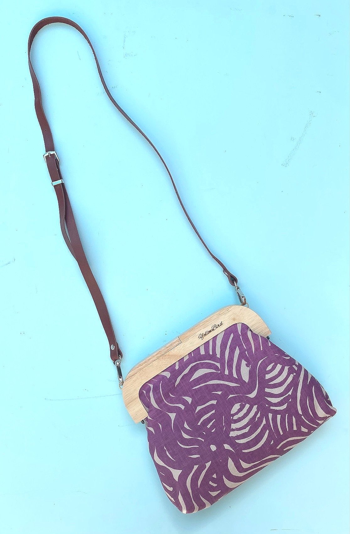 Dog Dreaming Medium Natural Frame Clutch by Yellowbird Handmade