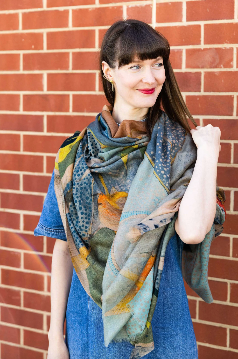 Dana Kinter - Silvereyes and Eucalyptus 🌺 Cashmere Wool Scarf