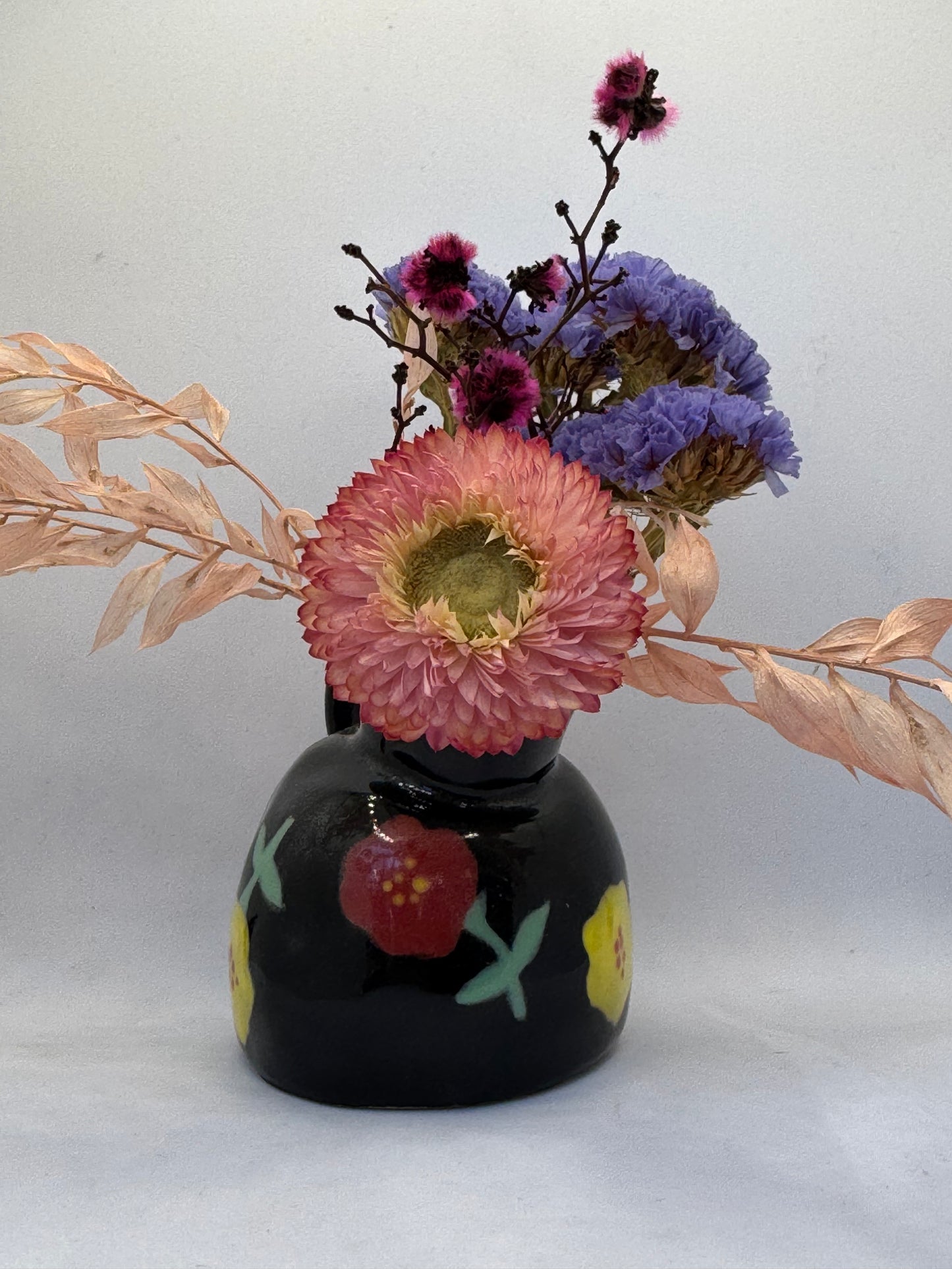 Black Floral Vase by Story Street Ceramics