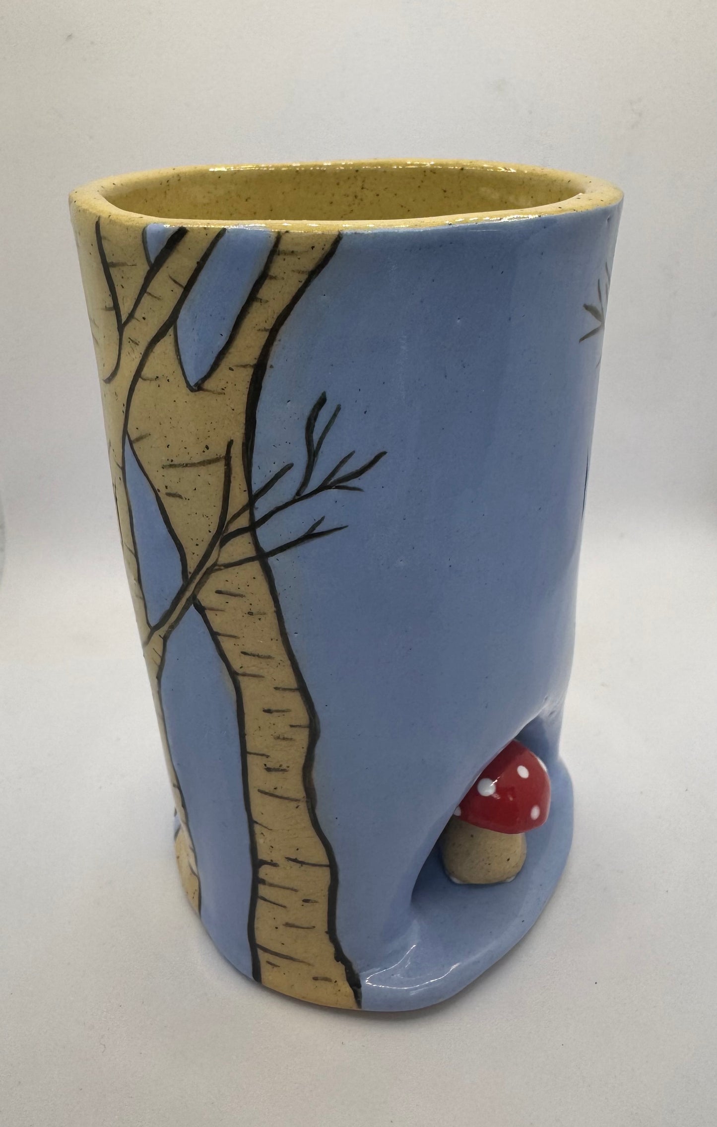 Birch and Toadstool Vase by Story Street Ceramics