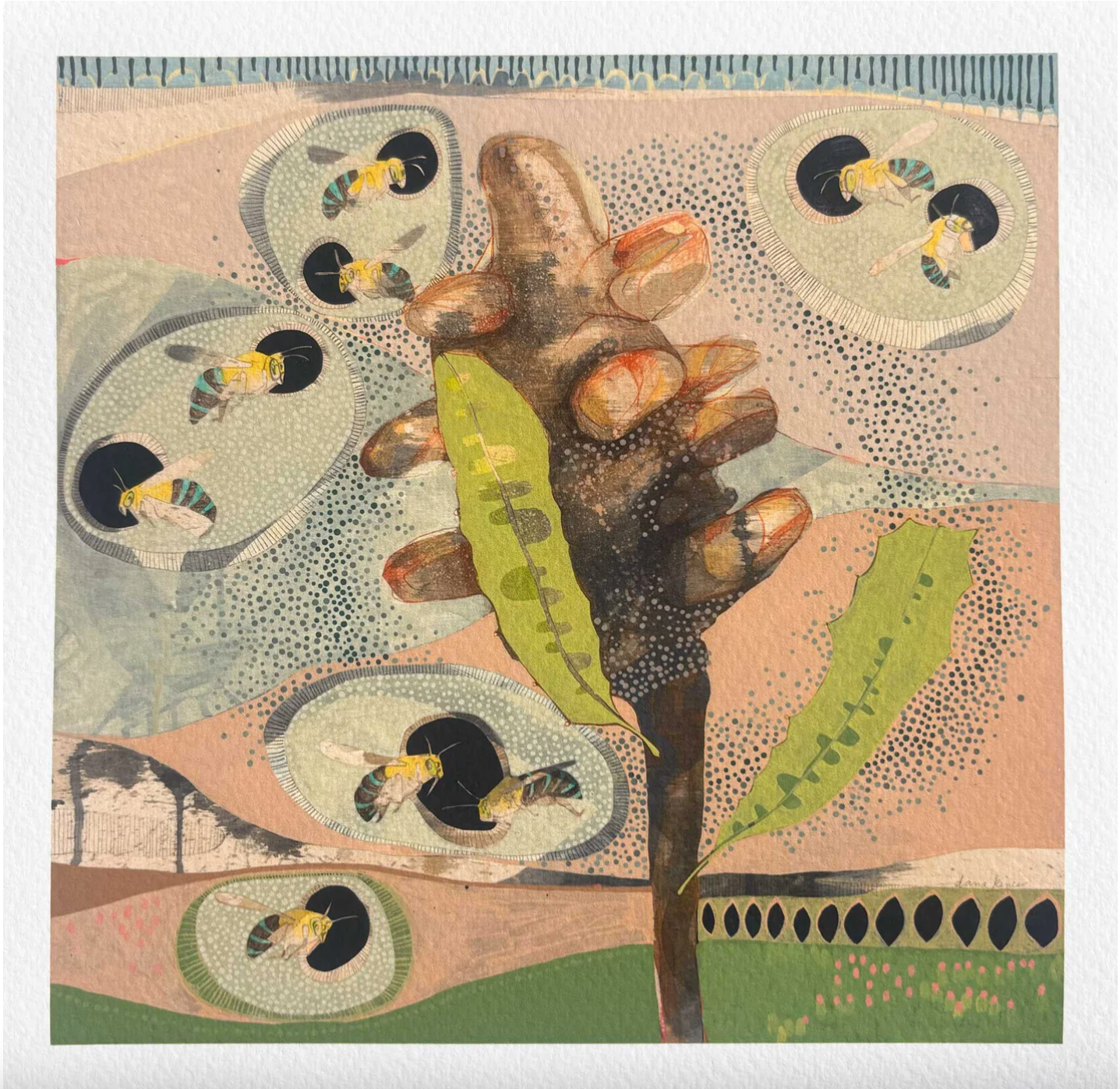 Dana Kinter -The sky dance (9), blue banded bees and banksia - Mini Prints