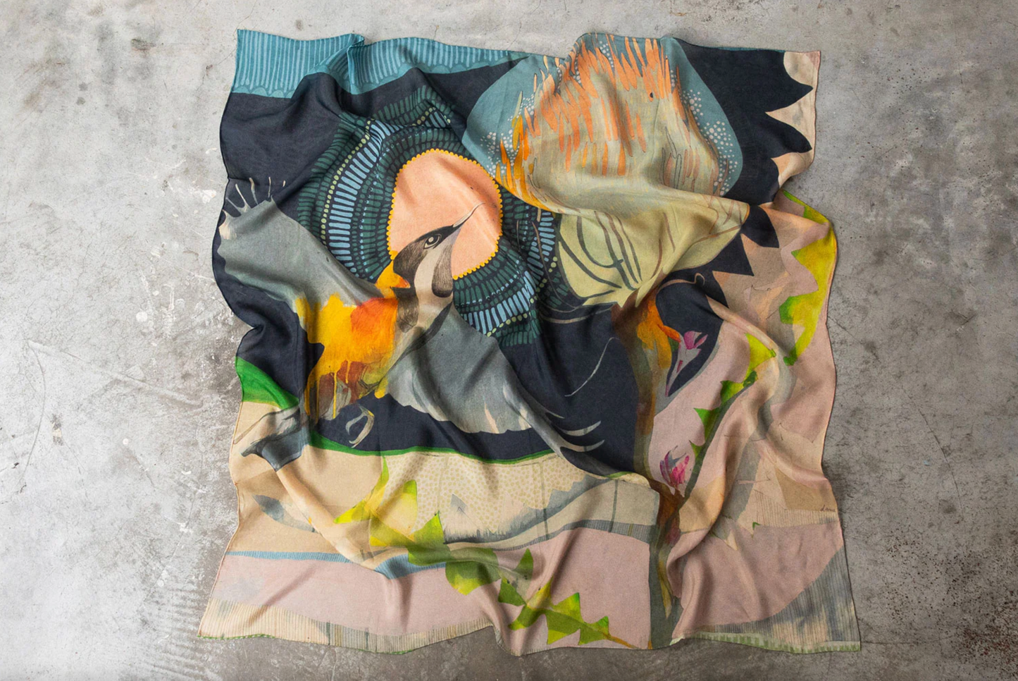 Dana Kinter - the sun comes up and we start again - silk chiffon scarf