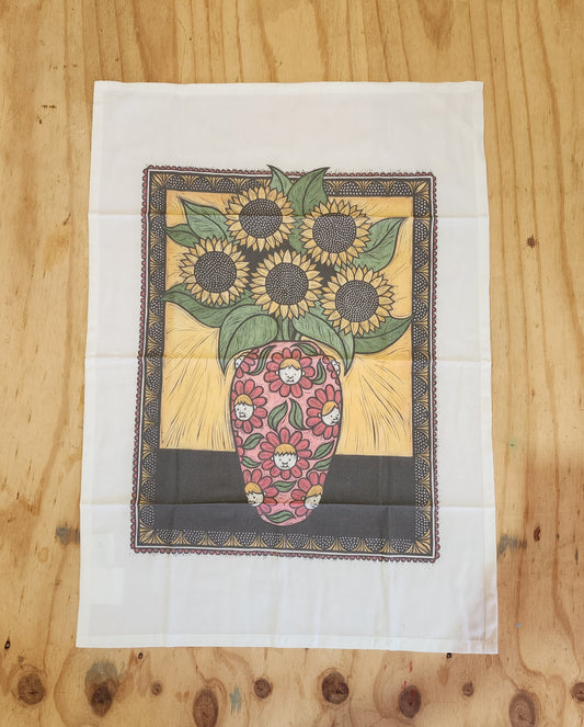 Sunflowers Tea Towel by Sally Heinrich