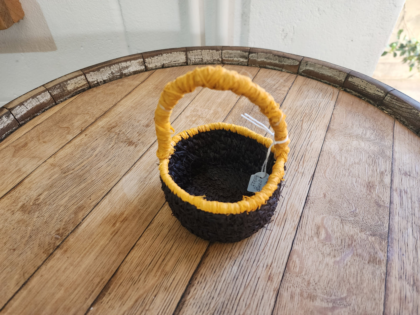 Black and Tumeric Basket With Handle