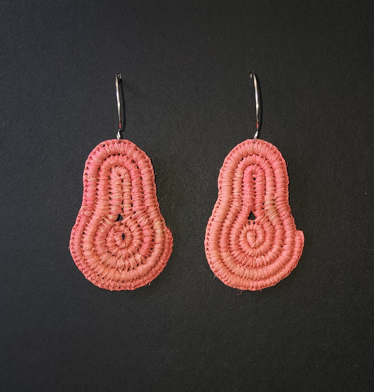 Pink Pear Woven Earrings by Tahnae Davison-Bartley
