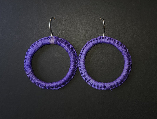Blue Hoop Woven Earrings by Tahnae Davison-Bartley