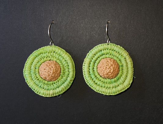 Mint Green Woven Earrings With Seed by Tahnae Davison-Bartley