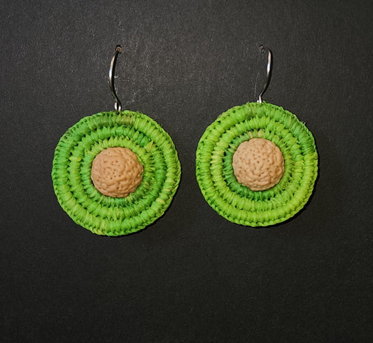 Lime Green Woven Earrings With Seed by Tahnae Davison-Bartley