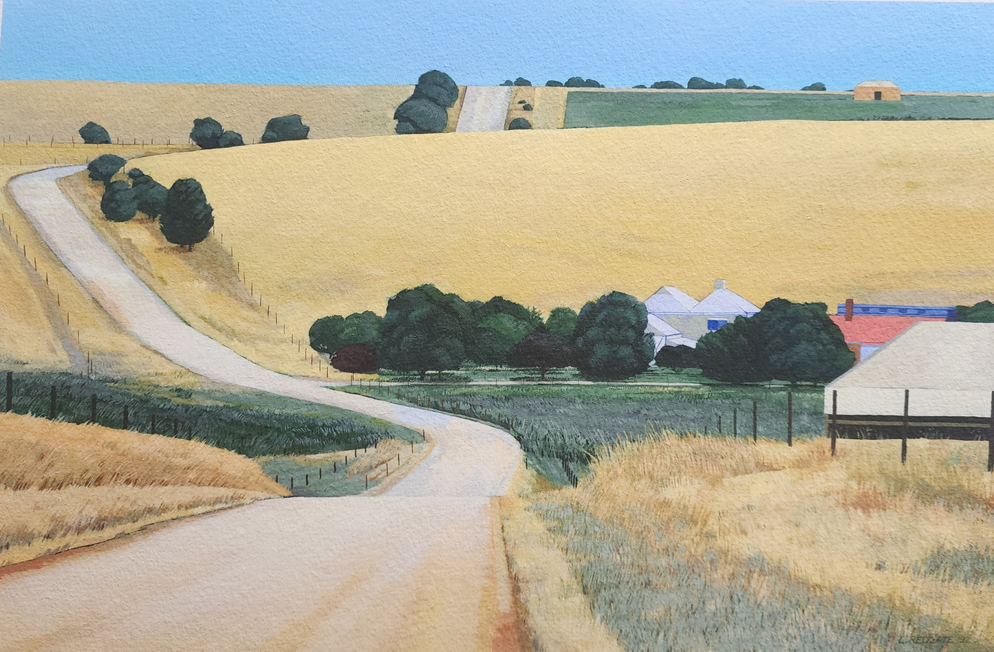 'Summer Landscape Pengilly Farm' Print by Lesley Redgate
