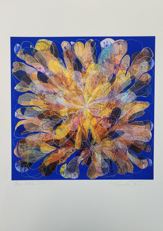'Blue Petal Blessings' Small Print by Emma Falt