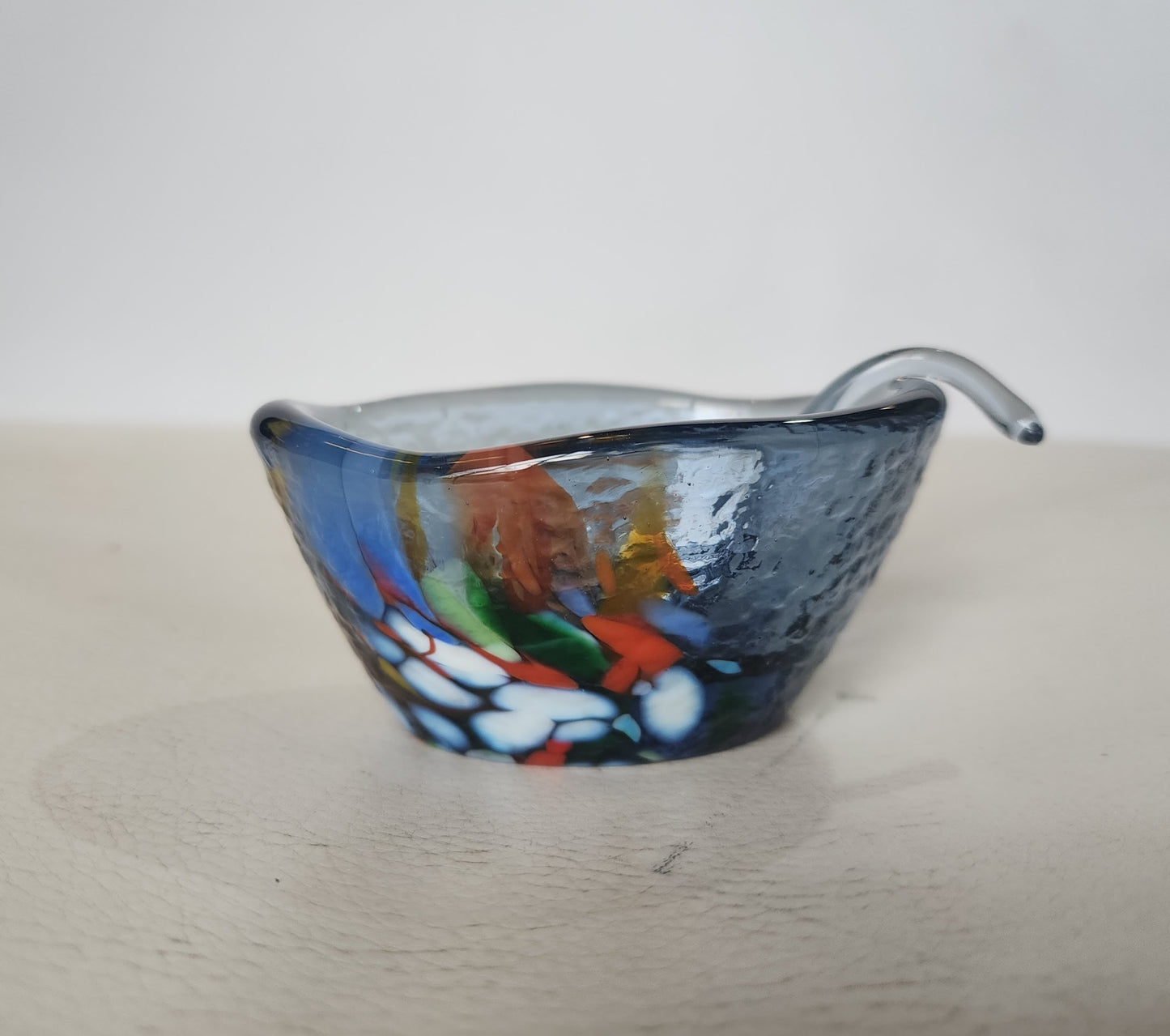 Glass Salt Dish and Spoon by Caslake and Pedler