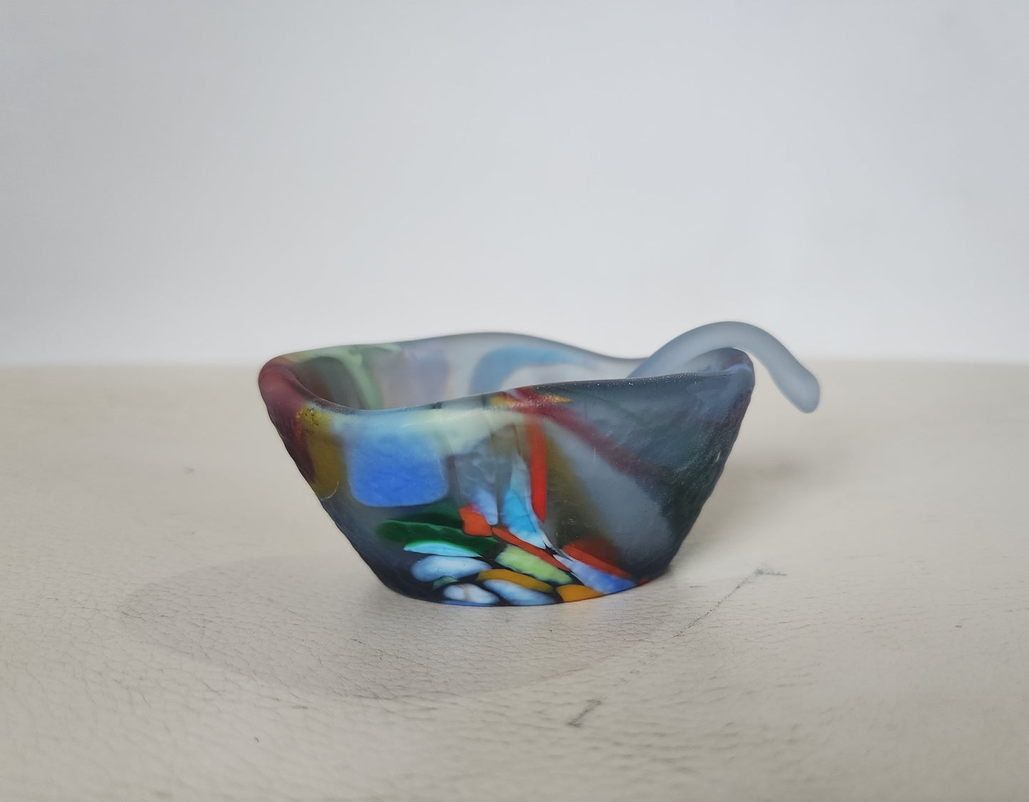 Glass Salt Dish and Spoon by Caslake and Pedler
