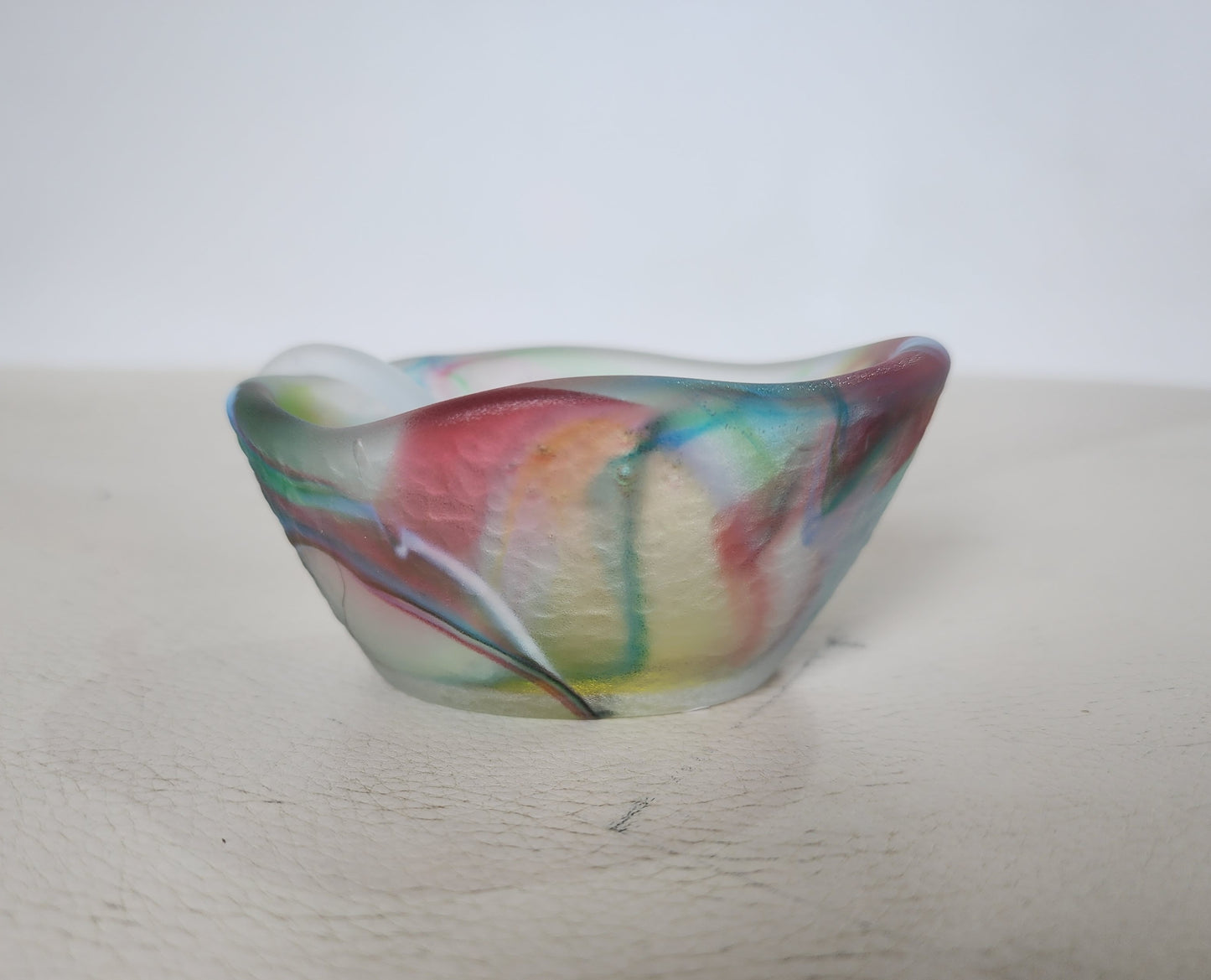 Glass Salt Dish and Spoon by Caslake and Pedler