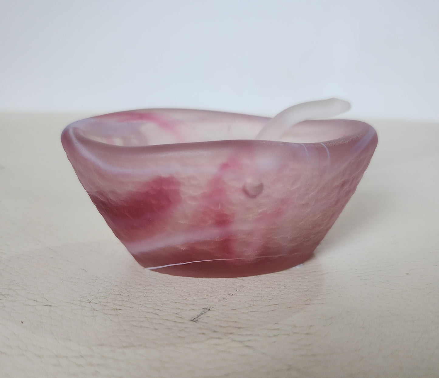 Glass Salt Dish and Spoon by Caslake and Pedler