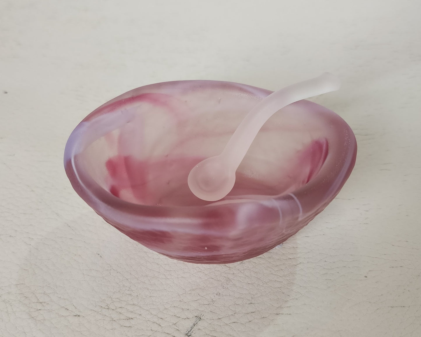 Glass Salt Dish and Spoon by Caslake and Pedler