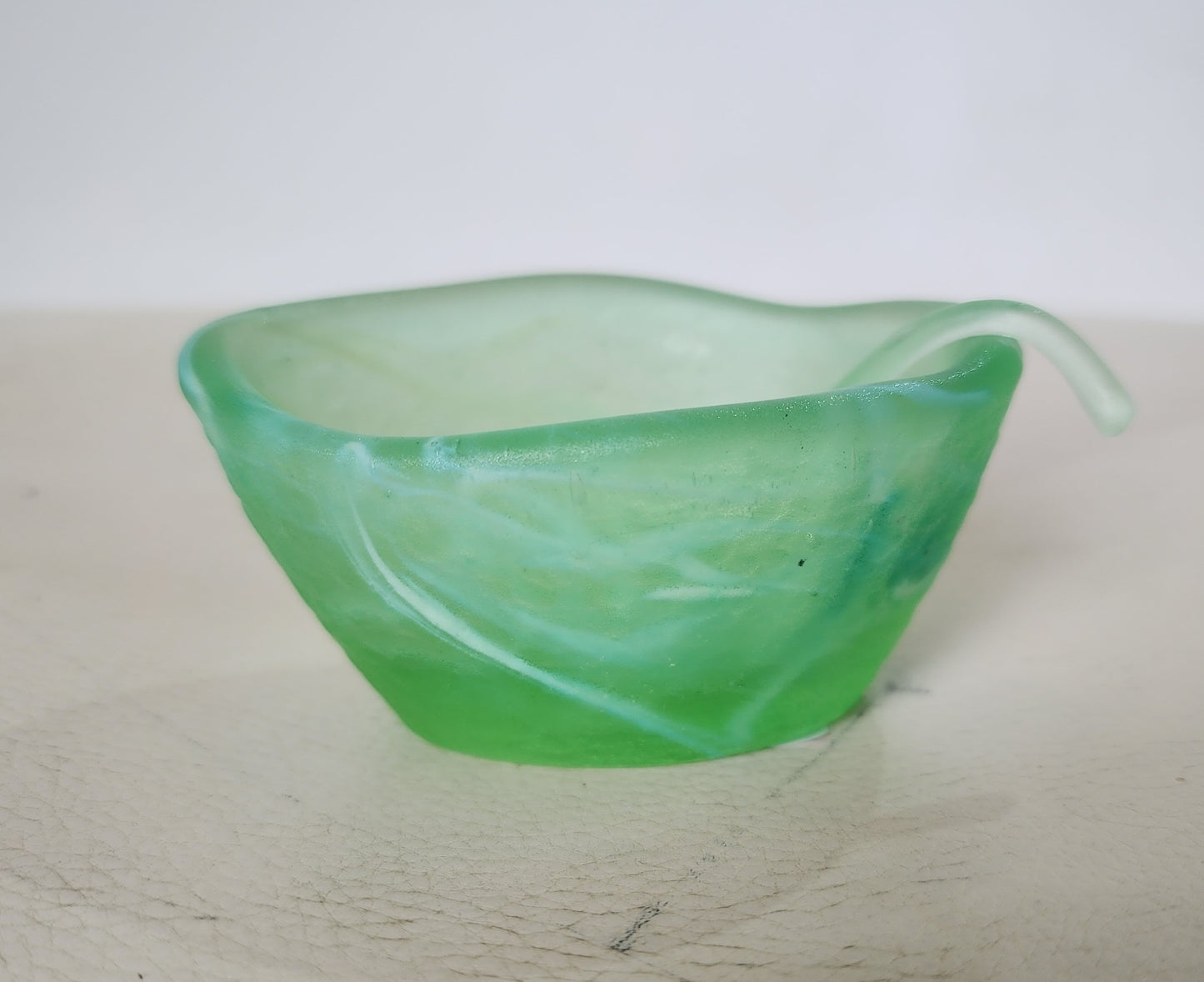 Glass Salt Dish and Spoon by Caslake and Pedler