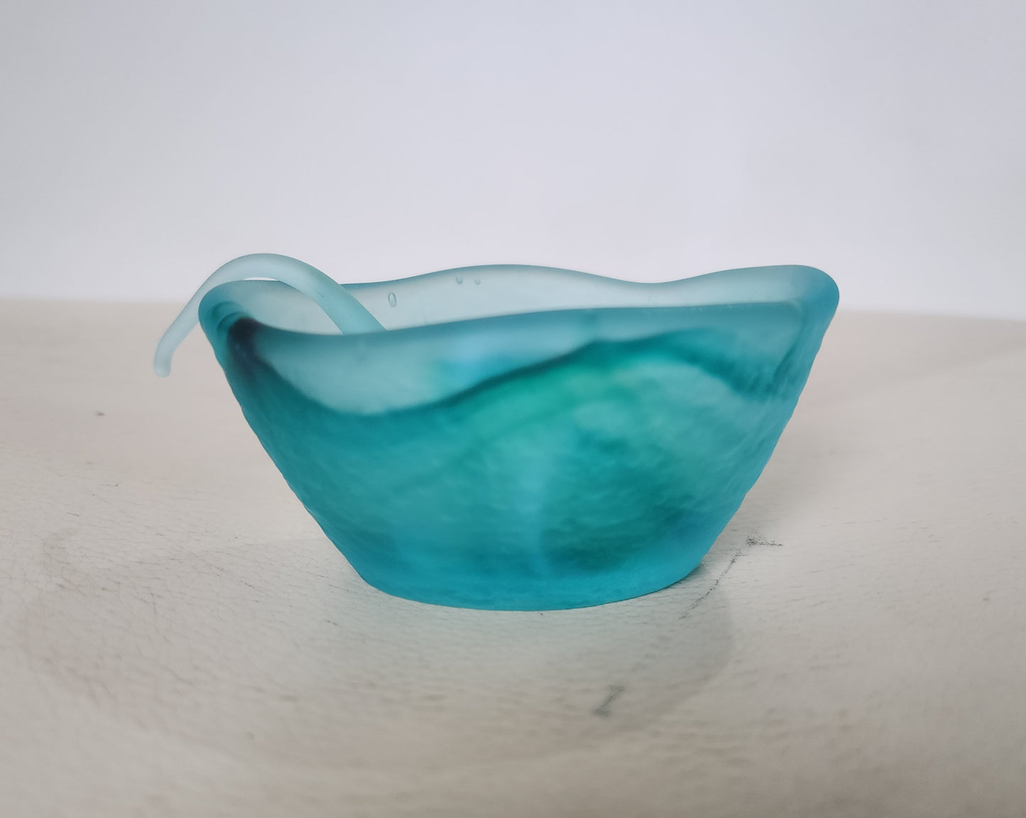 Glass Salt Dish and Spoon by Caslake and Pedler