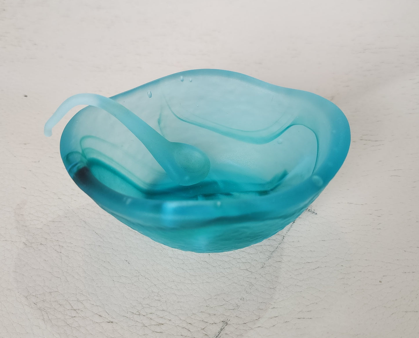 Glass Salt Dish and Spoon by Caslake and Pedler