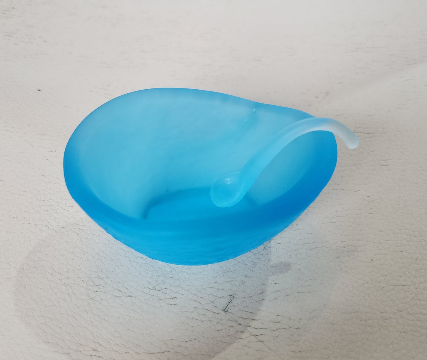 Glass Salt Dish and Spoon by Caslake and Pedler