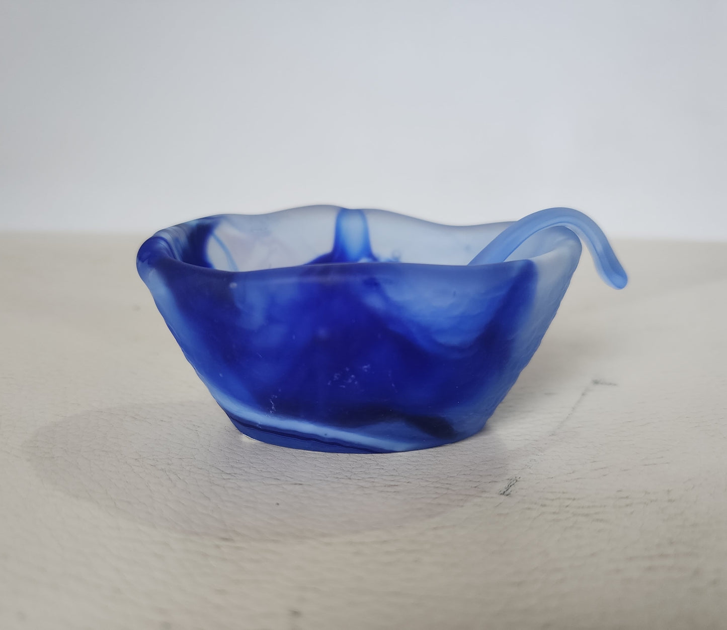 Glass Salt Dish and Spoon by Caslake and Pedler