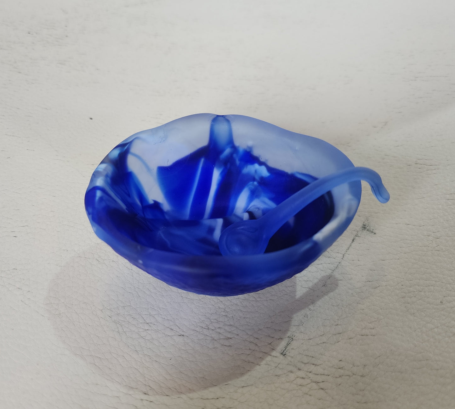 Glass Salt Dish and Spoon by Caslake and Pedler