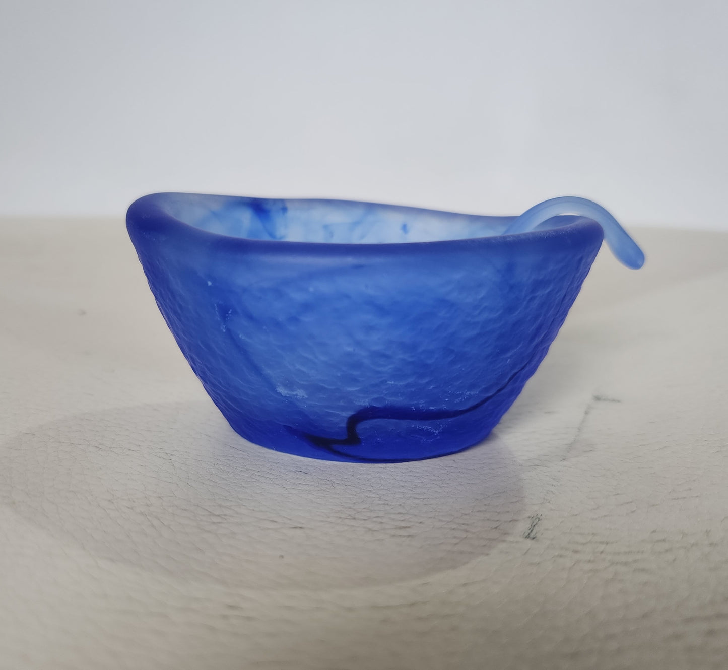 Glass Salt Dish and Spoon by Caslake and Pedler