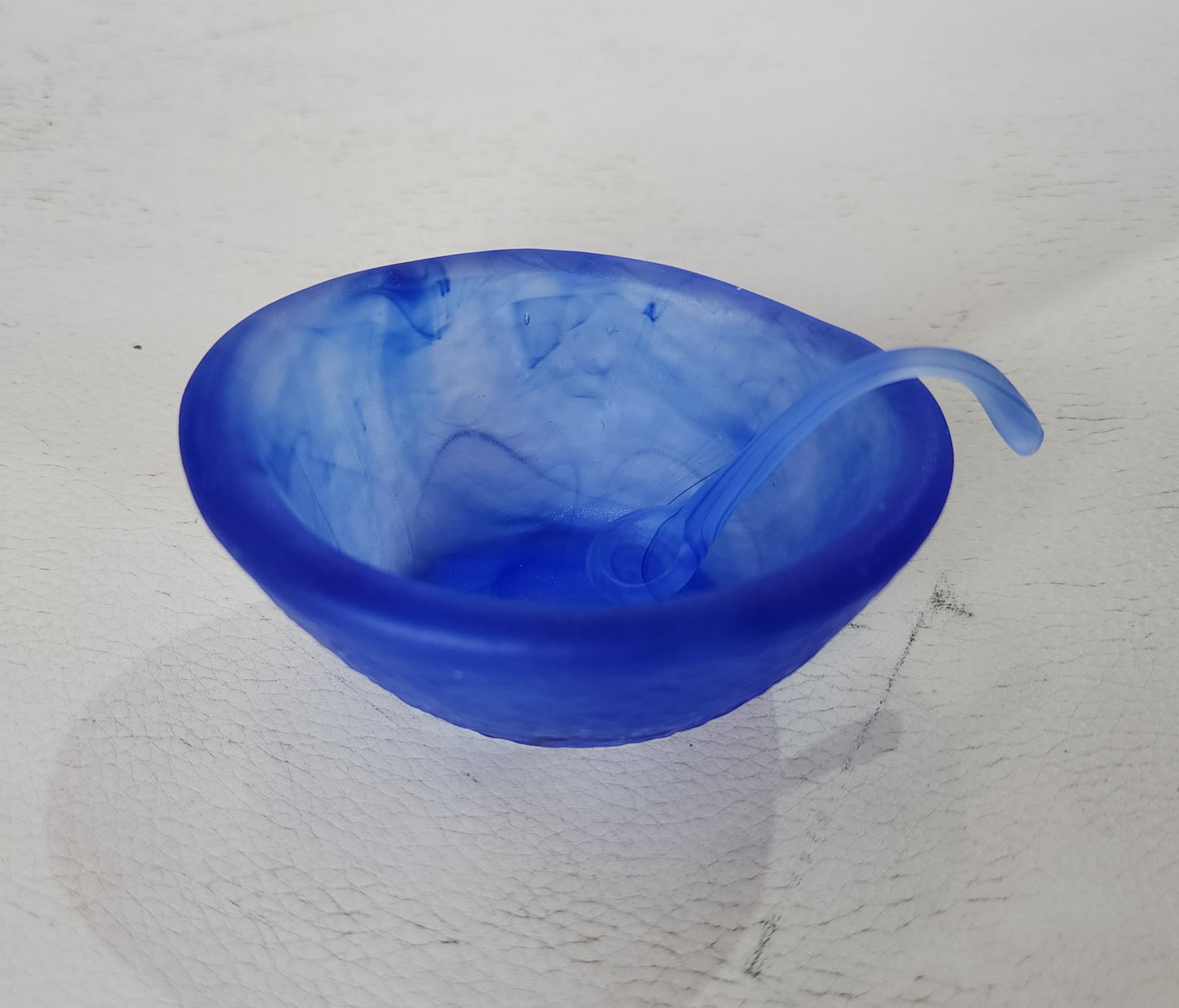 Glass Salt Dish and Spoon by Caslake and Pedler