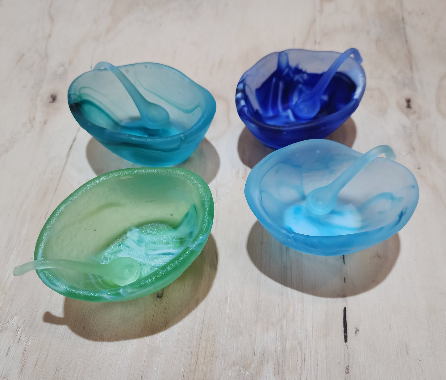 Glass Salt Dish and Spoon by Caslake and Pedler