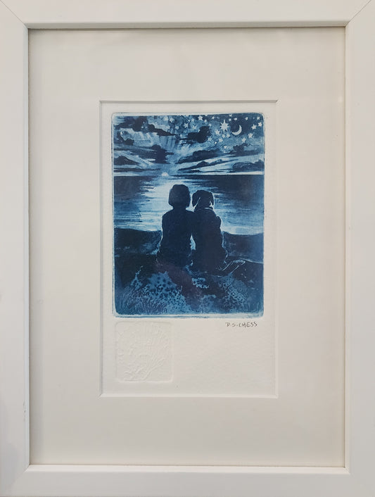 'The Sunset Dog' Framed  Etching by Donna Chess
