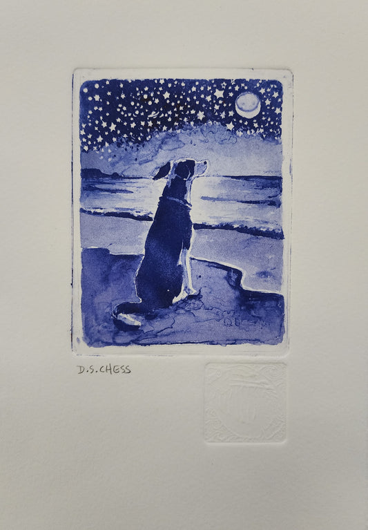 'The Midnight Dog' Etching by Donna Chess