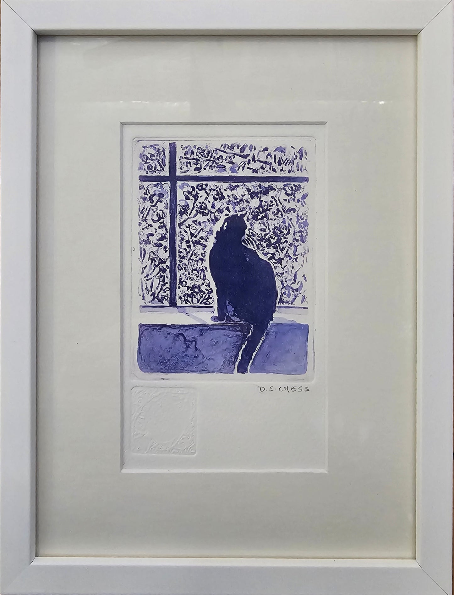 'The Morning Cat ' Framed Etching by Donna Chess
