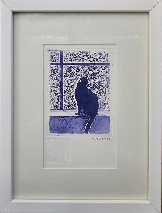 'The Morning Cat ' Framed Etching by Donna Chess