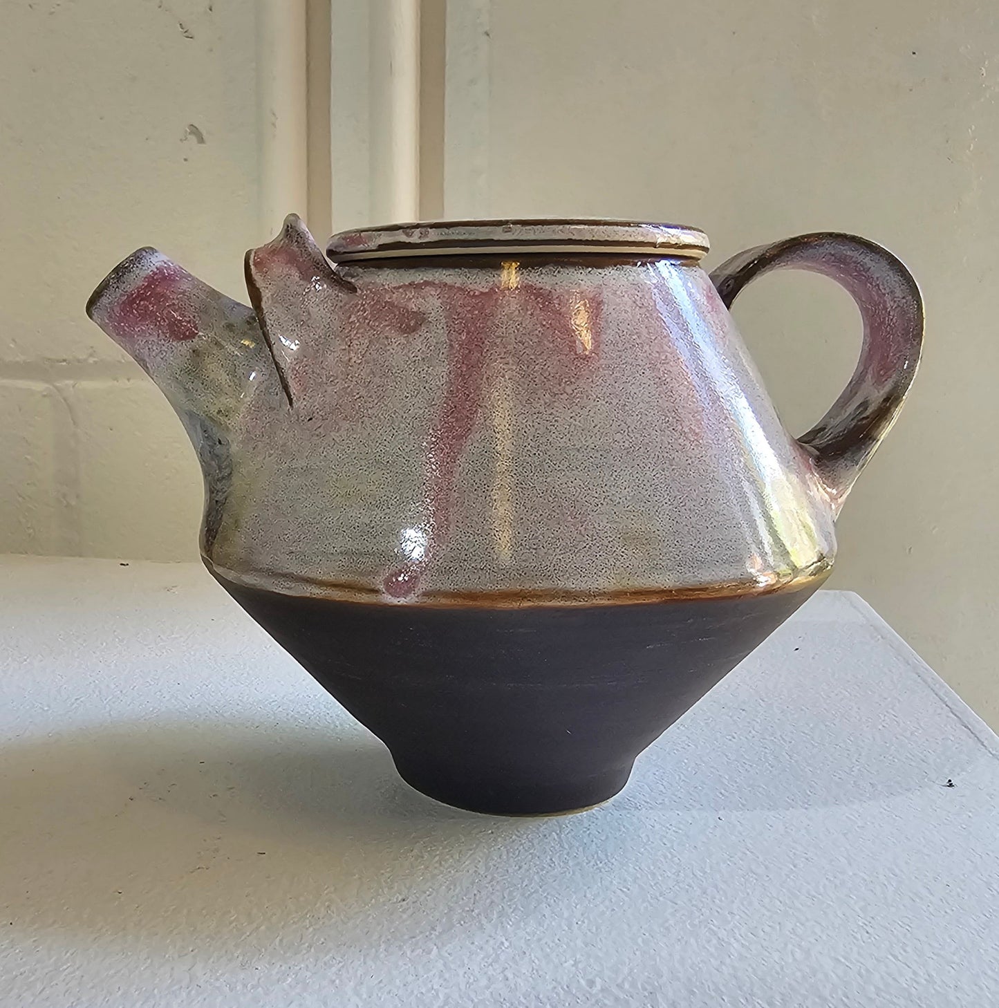 Pink and Black Ceramic Teapot by Indigo Clay