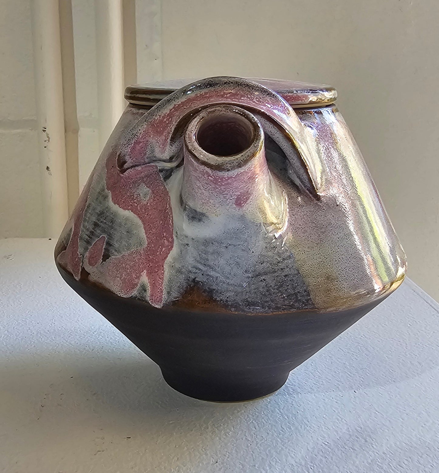 Pink and Black Ceramic Teapot by Indigo Clay