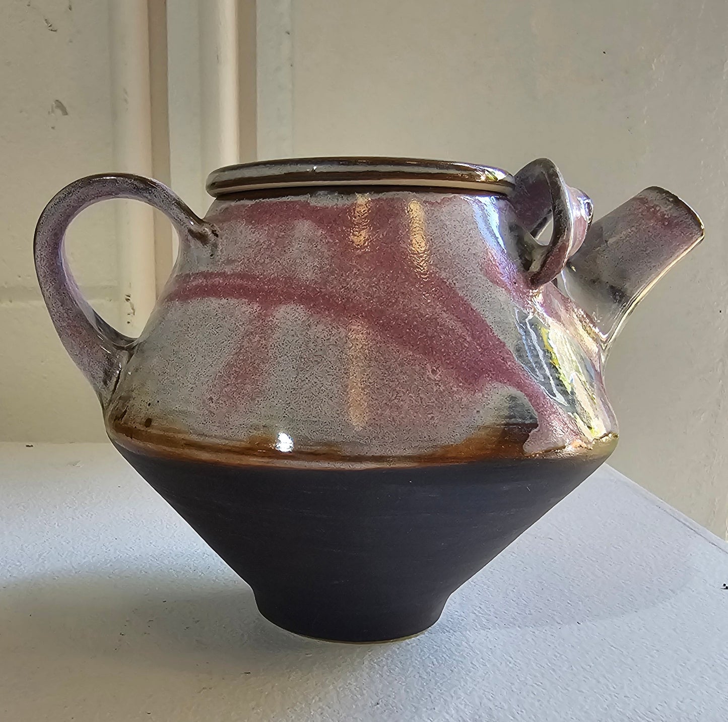 Pink and Black Ceramic Teapot by Indigo Clay