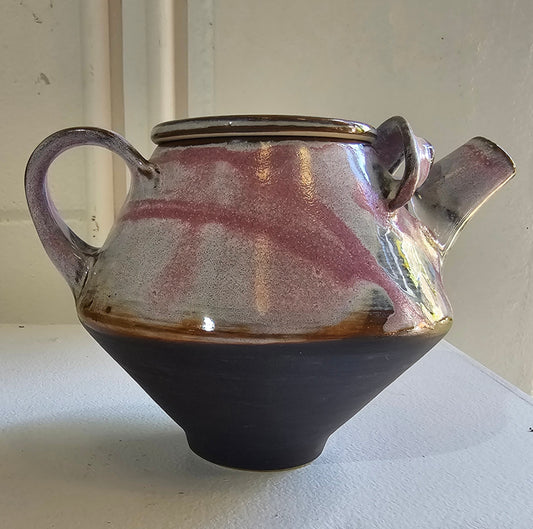 Pink and Black Ceramic Teapot by Indigo Clay