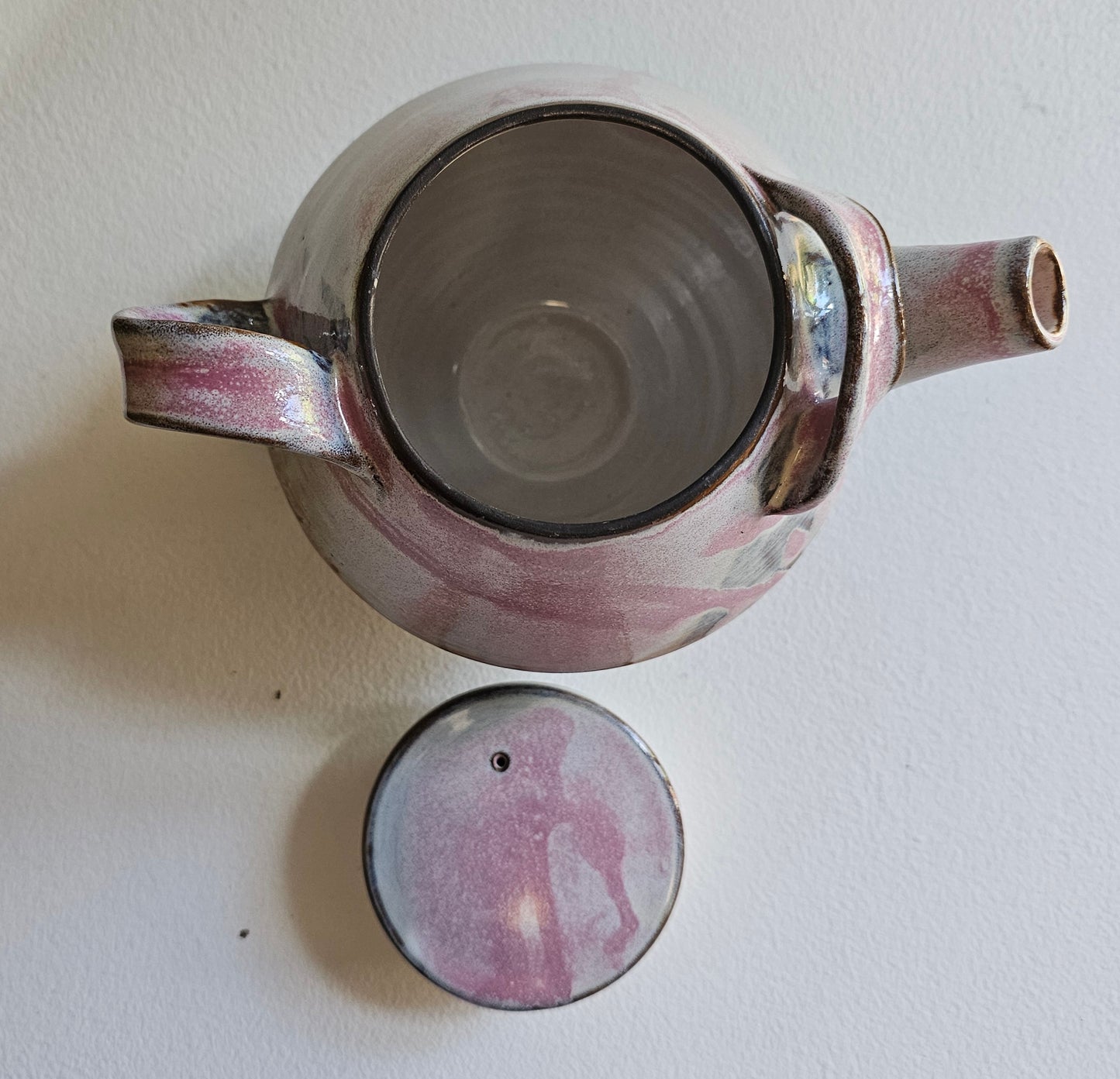 Pink and Black Ceramic Teapot by Indigo Clay