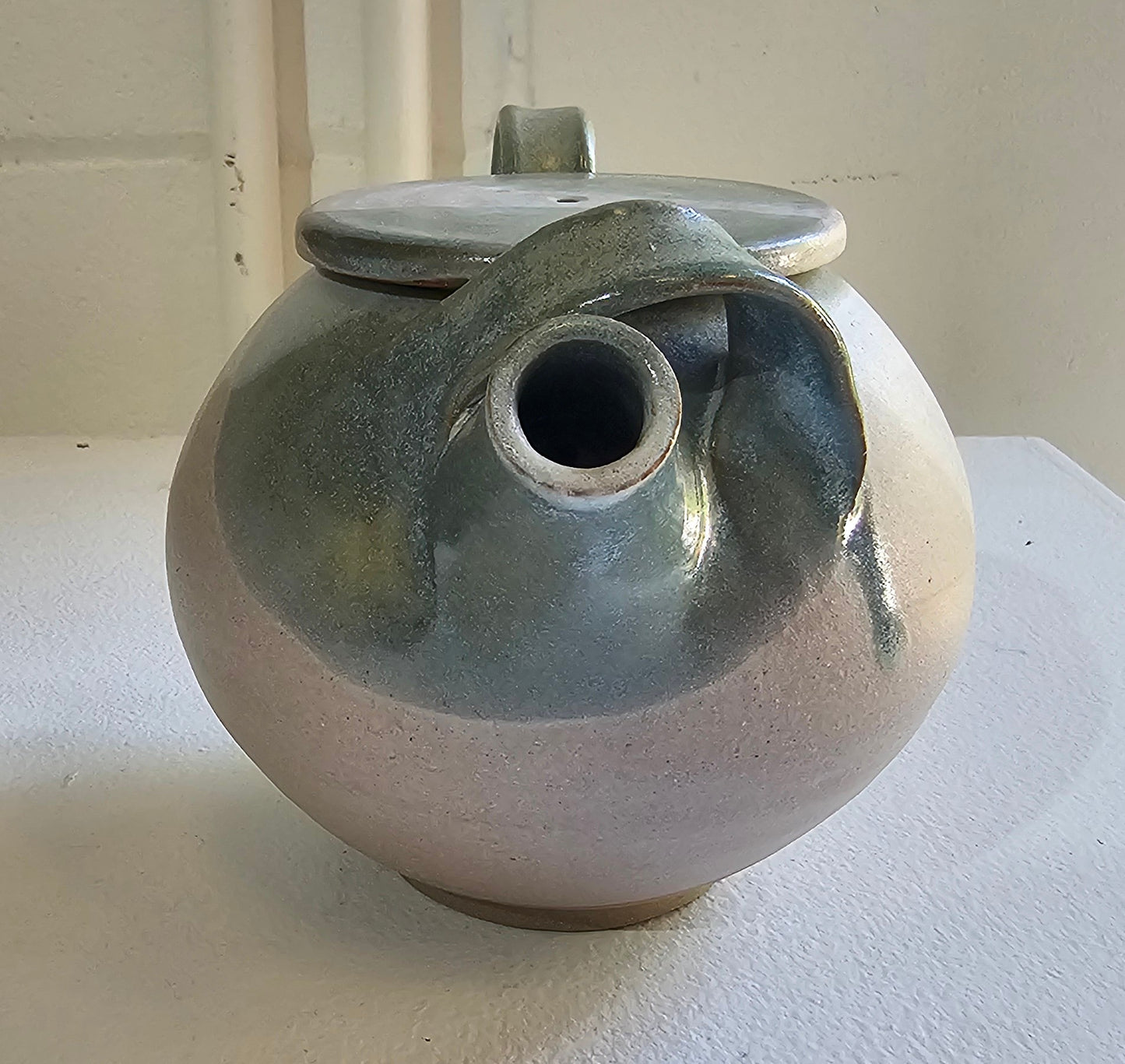 Teal and White Ceramic Teapot by Indigo Clay
