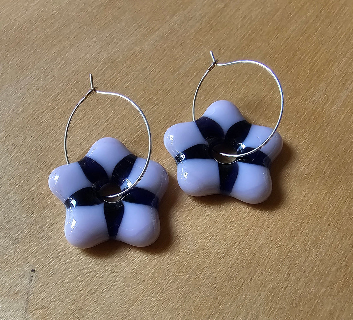 Glass Flower Hoop Earrings by Joy Levins