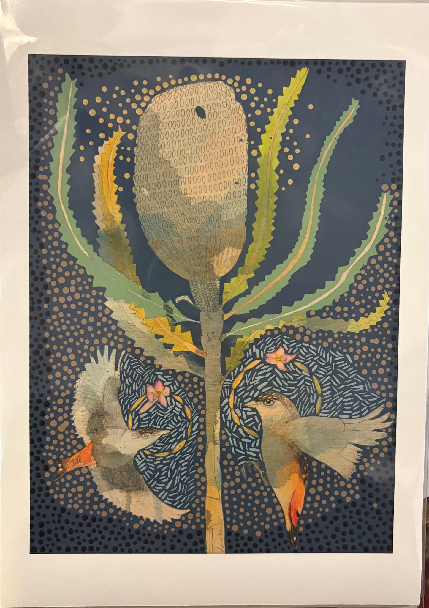 Dana Kinter - Striated Pardalote and Banksia Burdettii Mini Print