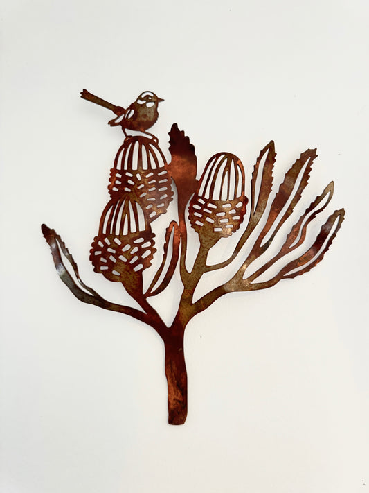 Wall Art - Banksia with Wren by A Small Art Factory