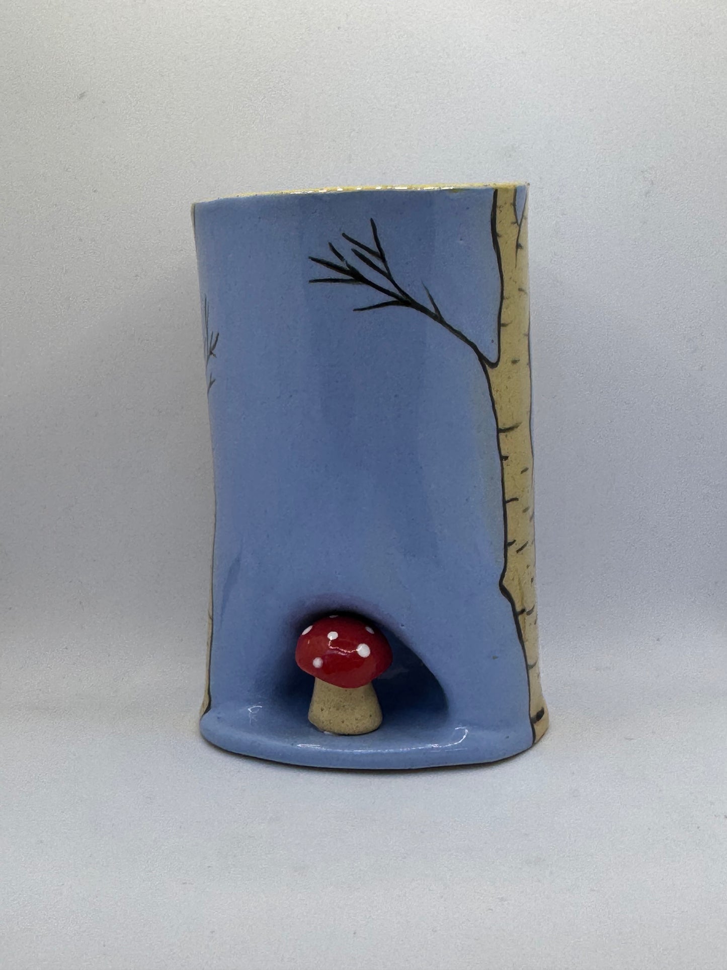 Birch and Toadstool Vase by Story Street Ceramics