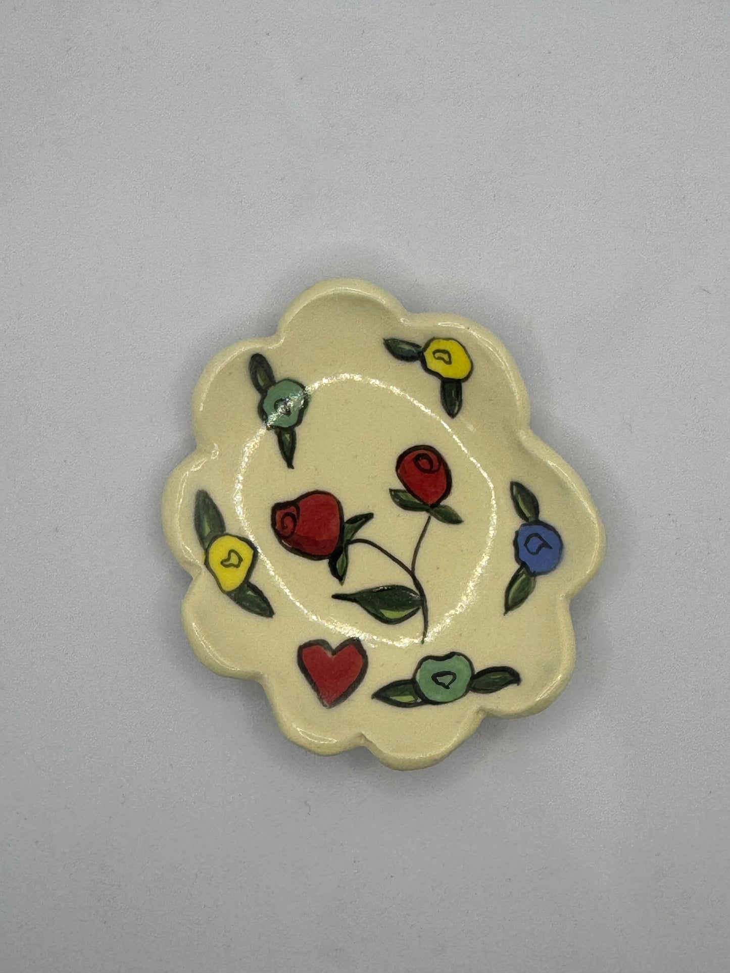 Trinket Dish Flower Heart by Story Street Ceramics