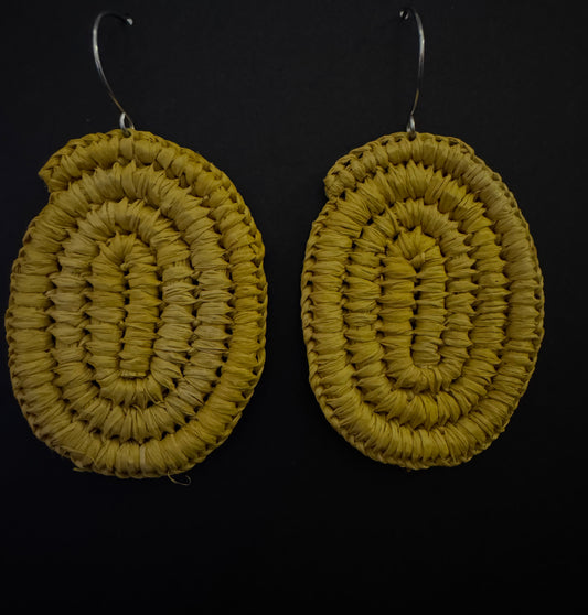 Large Yellow Woven Earrings by Tahnae Davidson-Bartley