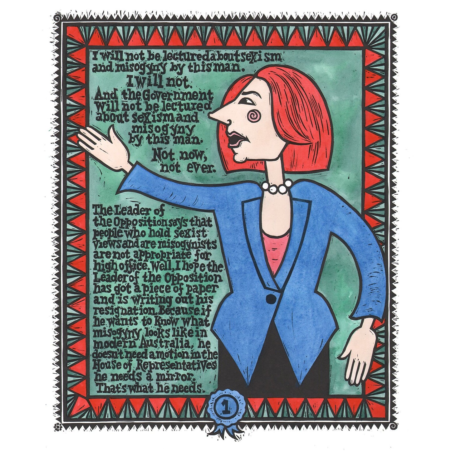 Julia Gillard Tea Towel by Sally Heinrich