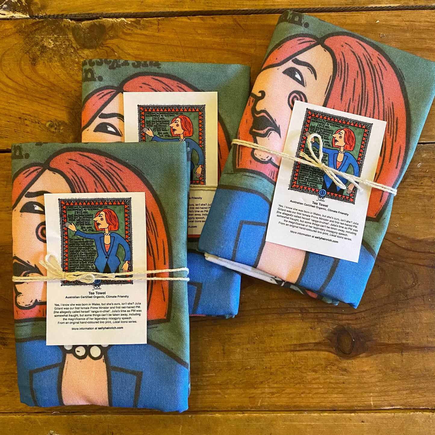 Julia Gillard Tea Towel by Sally Heinrich